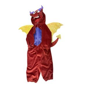 Unisex - Kids 4-6  Red Dragon Zip Up Costume